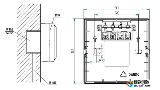 海灣J-SAM-GST9121B手動火災(zāi)報(bào)警按鈕預(yù)埋盒